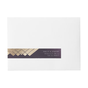 Geometric Lila Gatsby Wedding Rundum-Adressaufkleber