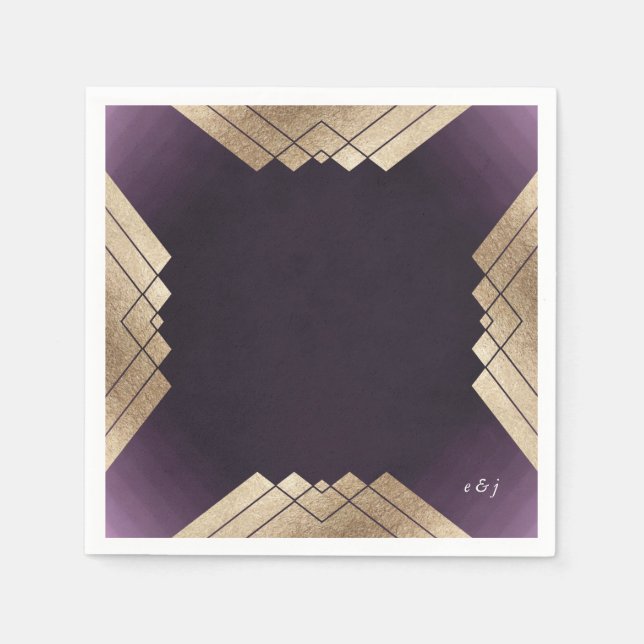 Geometric Lila Gatsby Wedding Serviette (Vorderseite)