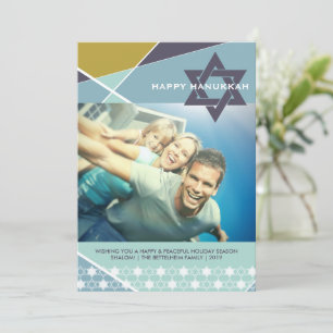Geometric Lines Blue Star von David Foto Hanukkah Feiertagskarte