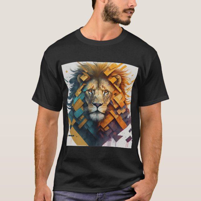 "Geometric Lion Majesty T - Shirt Design" (Vorderseite)