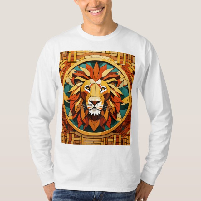Geometric Lion Mandala T - Shirt Designs des Des (Vorderseite)