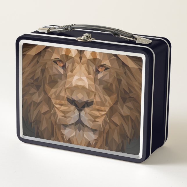 Geometric Lion Portrait Metall Brotdose (Vorderseite)