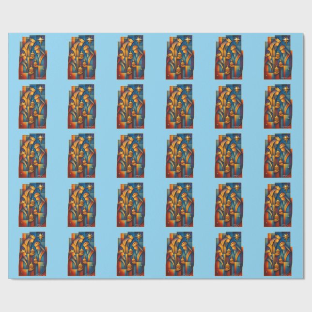 Geometric Magi - Three Wise Men Christmas Star Art Geschenkpapier (Flach)