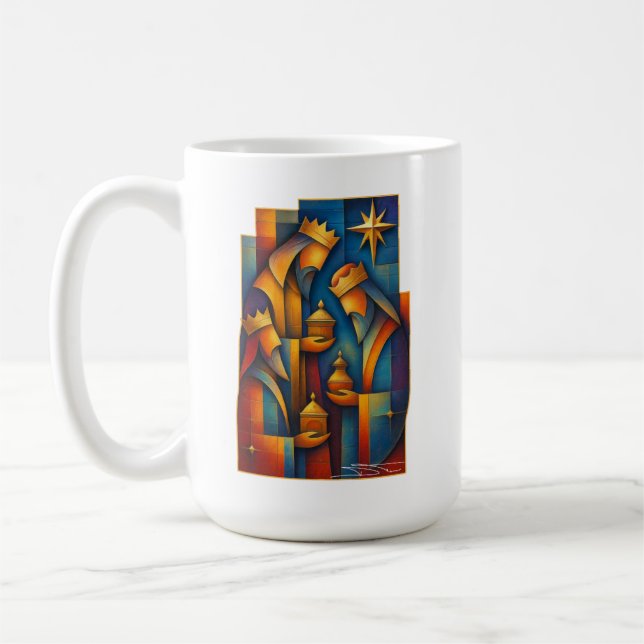 Geometric Magi - Three Wise Men Christmas Star Art Kaffeetasse (Links)