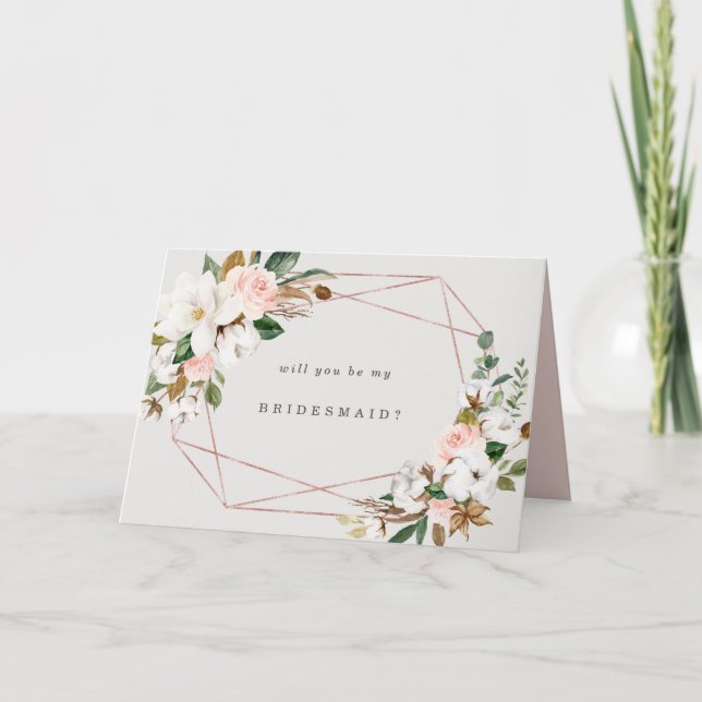 Geometric Magnolia Bridesmaid Card Karte (Vorderseite)