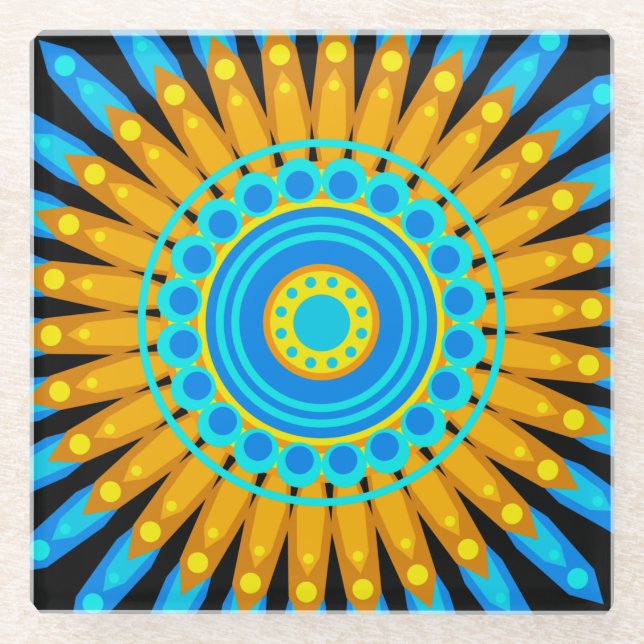 Geometric Mandala Art Circle Design 48256 Glasuntersetzer (Vorderseite)