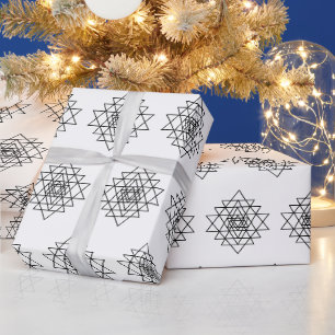 Geometric Mandala Black Line Art Geschenkpapier