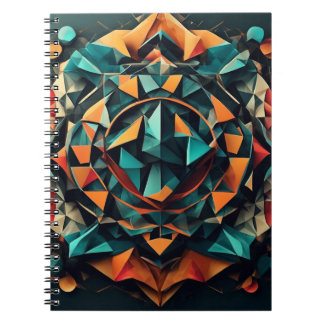 Geometric Mandala Fusion: Blue & Orange Dynamic De Notizblock