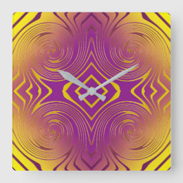 geometric metallic swirl texture quadratische wanduhr