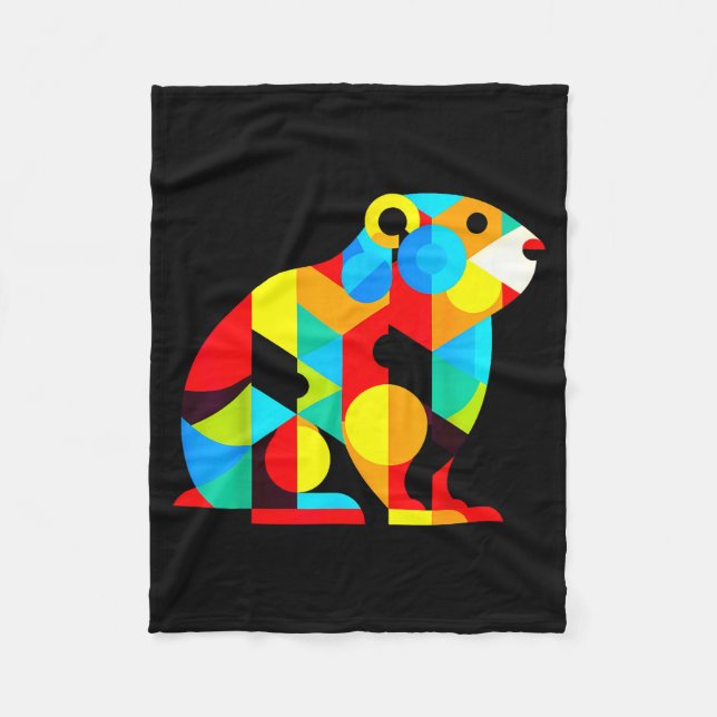 Geometric Minimalism Modern Illustration Groundhog Fleecedecke (Vorderseite)