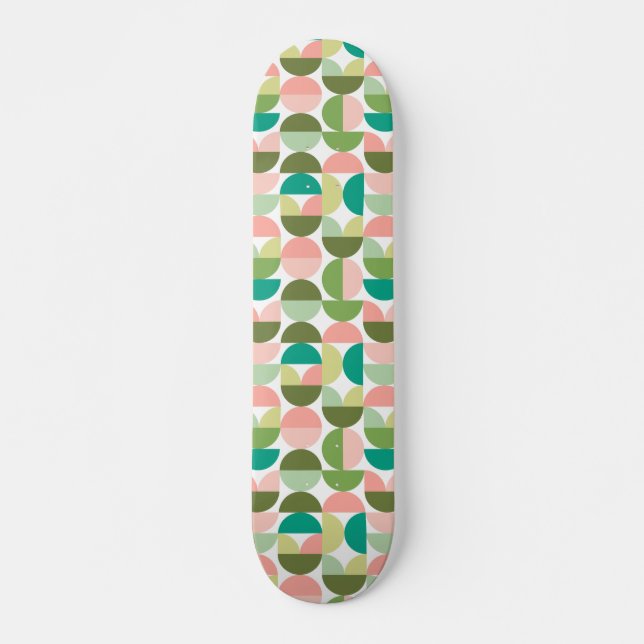 Geometric Modern Green & Peach Skateboard (Vorne)