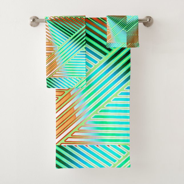 Geometric Multicolored Gradient Lines Modern  Badhandtuch Set (Insitu)