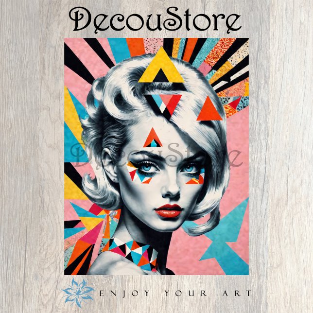 Geometric Muse – Modern Pop Art Woman Decoupage Seidenpapier (Von Creator hochgeladen)