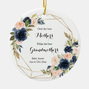 Geometric Navy Blush Bloral Nur die besten Eltern Keramik Ornament