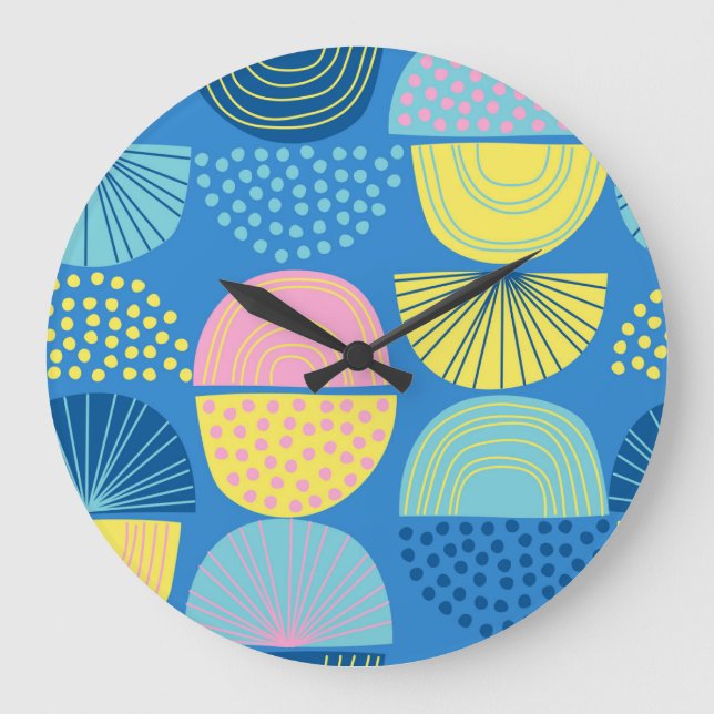 Geometric Nordic: Moderner Abstrakter Hintergrund. Große Wanduhr (Vorderseite)
