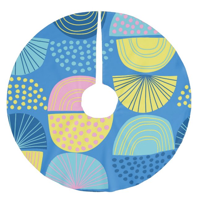 Geometric Nordic: Moderner Abstrakter Hintergrund. Polyester Weihnachtsbaumdecke (Vorderseite)