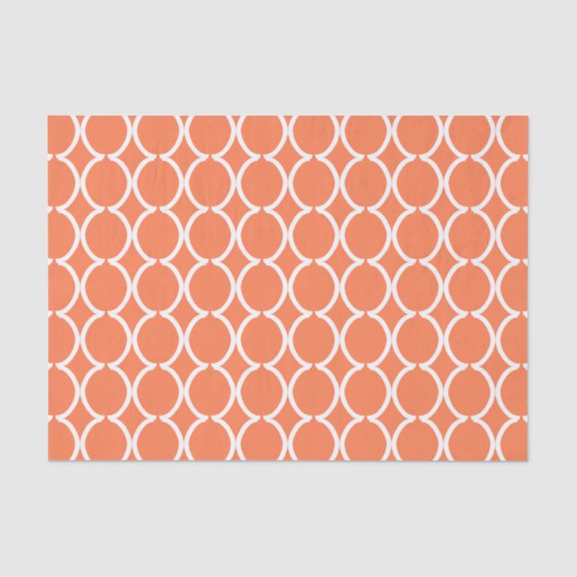 Geometric Ogee Lattice Coral Seidenpapier (Vorderseite)