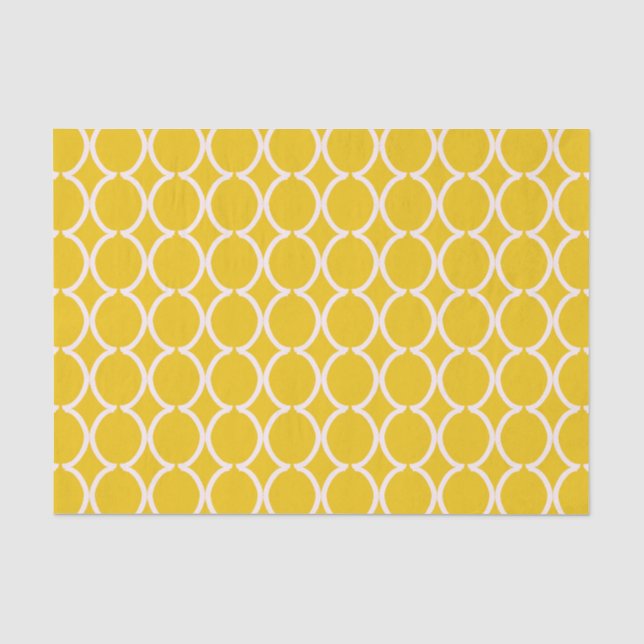 Geometric Ogee Lattice Mustard Seidenpapier (Vorderseite)
