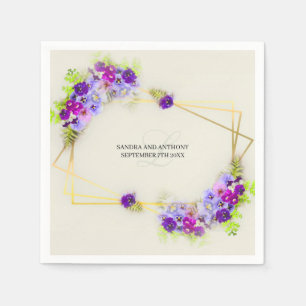 Geometric Pansy Wedding Napkin Serviette