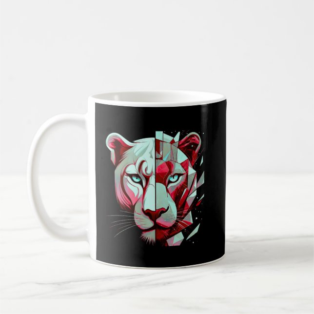 Geometric Panther Split Face– Modern Abstract Kaffeetasse (Links)