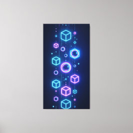 Geometric particles shimmered with neon light leinwanddruck