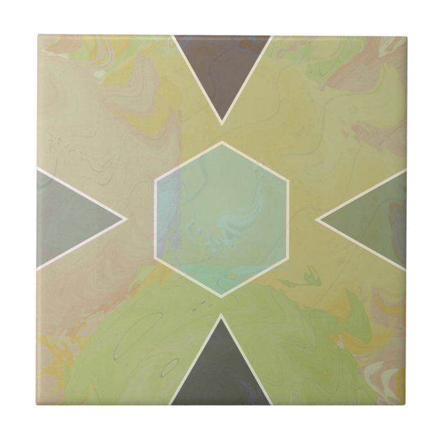 Geometric Pastel Marble Olive Green Fliese (Vorderseite)
