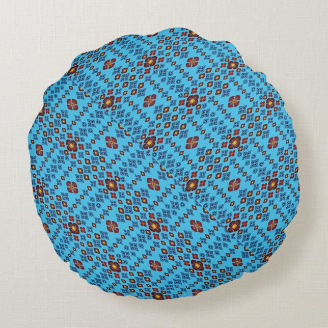 Geometric Patchwork Throw Pillow – Modern Purple C Rundes Kissen (Rückseite)