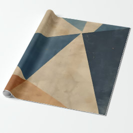 Geometric Pattern in Blues, Tans, and Rust Geschenkpapier