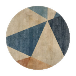 Geometric Pattern in Blues, Tans, and Rust Schneidebrett
