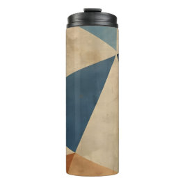 Geometric Pattern in Blues, Tans, and Rust Thermosbecher