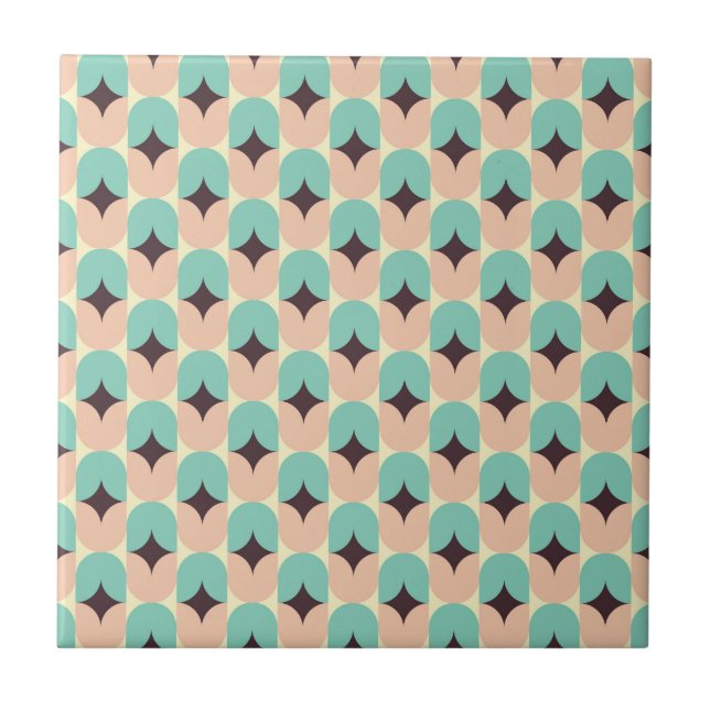 Geometric pattern of teal, beige, and black shapes fliese (Vorderseite)