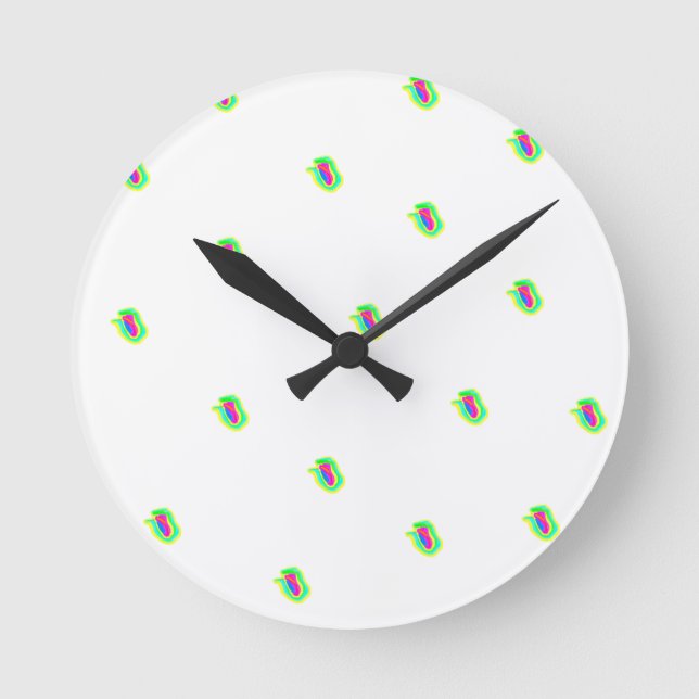 Geometric Patterned Precision Round Clock Runde Wanduhr (Vorderseite)