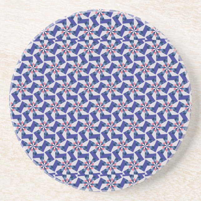 Geometric Patterns - Red and Blue Pinwheel Coaster Getränkeuntersetzer (Vorne)
