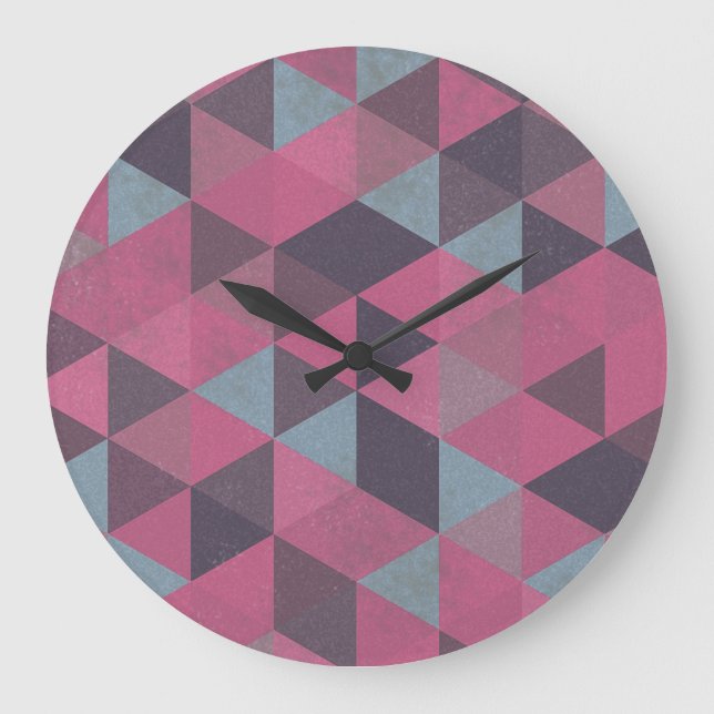 Geometric Pink Große Wanduhr (Vorderseite)