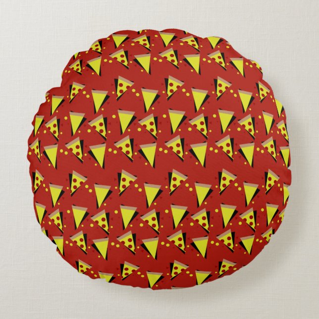 Geometric Pizza Pepperoni Italian Slice Rundes Kissen (Vorderseite)
