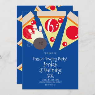 Geometric Pizza Slices Party Bowling Birthday Einladung