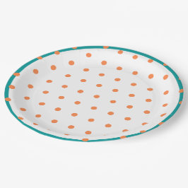 Geometric Polka Dots Burnt Orange White Aquamarin Pappteller