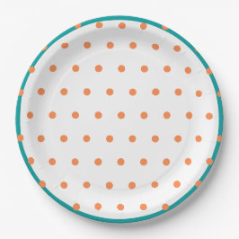 Geometric Polka Dots Burnt Orange White Aquamarin Pappteller