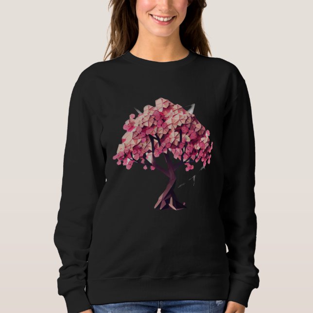 geometric poly vector Blossom into Spring Cherry B Sweatshirt (Vorderseite)