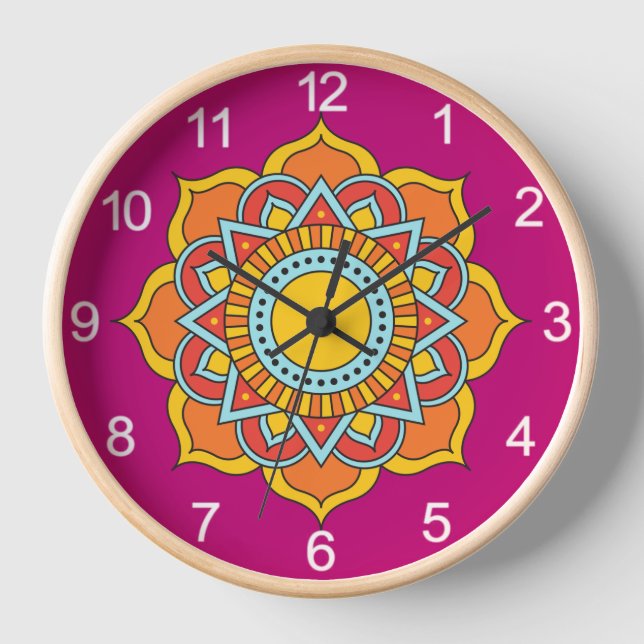 Geometric Red Mandala Blume-54567 Uhr (Vorderseite)