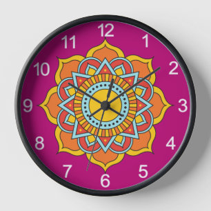Geometric Red Mandala Blume-54567 Uhr