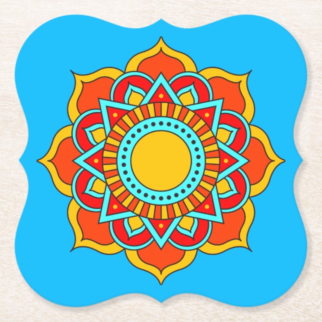 Geometric Red Mandala Blume-54567 Untersetzer (Vorderseite)