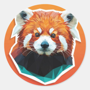Geometric Red Panda Runder Aufkleber