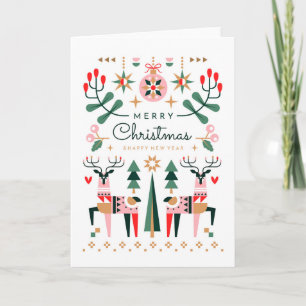 Geometric Reindeer Christmas Feiertagskarte