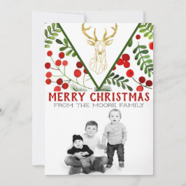 Geometric Rentier Foto Weihnachtskarte Feiertagskarte