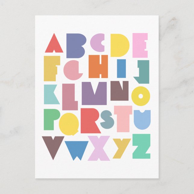 Geometric Retro Alphabet Postkarte (Vorderseite)