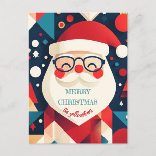 Geometric Santa Claus Feiertagspostkarte