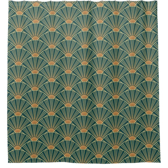 Geometric seamless pattern with golden lines. Gree Duschvorhang (Vorderseite)