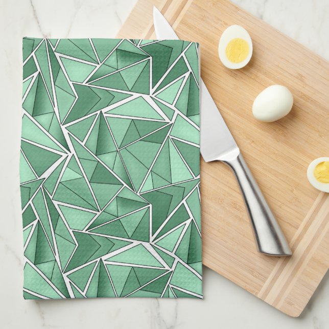 Geometric shapes abstract green pattern  geschirrtuch (Viertel Falte)