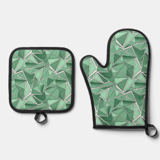 Geometric shapes abstract green pattern ofenhandschuh & Topflappen-Set